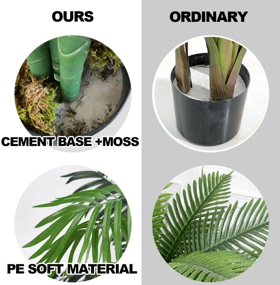 1,1 Meter hohe künstliche Areca-Palme - Dekorativer Seidenbaum mit Korb für den Innen- und Außenbereich