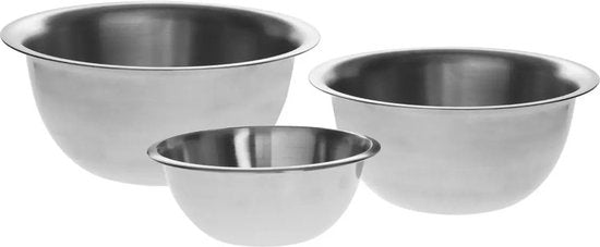 Set mit 3 Rührschüsseln/Rührbehältern aus Edelstahl – 1 l – 2 l – 3,3 l
