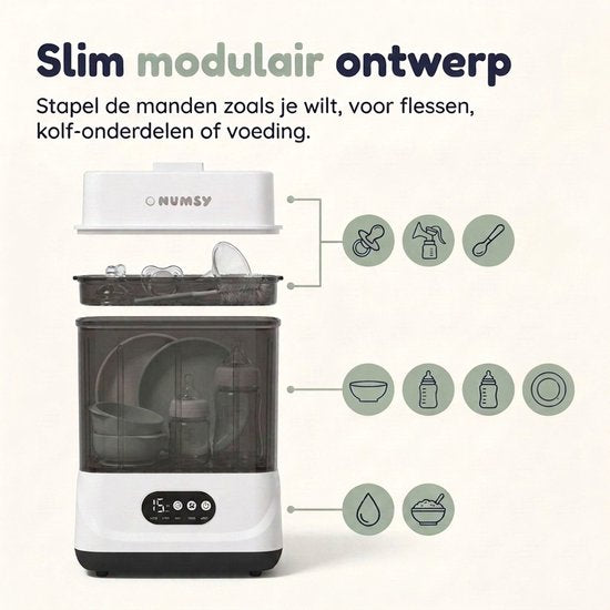 Numsy 5-in-1-Flaschensterilisator und -Trockner Max – Für bis zu 11 Flaschen geeignet Flaschensterilisator und -Trockner – Flaschensterilisator für Babys
