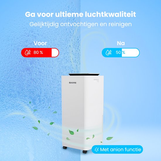 Auronic Luftentfeuchter und Luftreiniger - Pro Series - 20L pro Tag - Waschtrockenfunktion - Schlafzimmer, Badezimmer und Wohnzimmer - Weiß