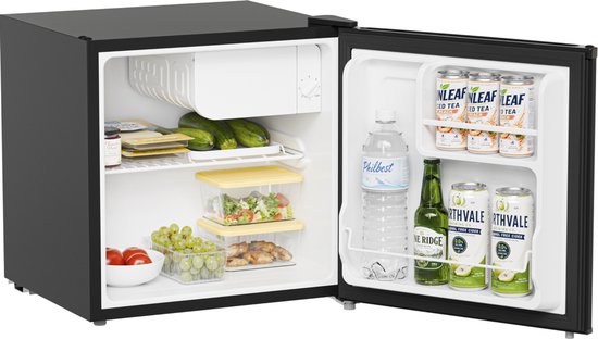 KitchenBrothers Mini-Kühlschrank – 43 l – Kleiner Kühlschrank – Minibar – Freistehend – Frigo – Kompakt – Schwarz