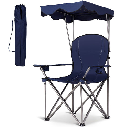 Coast Faltbarer Campingstuhl- Sonnendach- Becherhalter Tragetasche-96,5 x 67,5 x 130 cm - blau