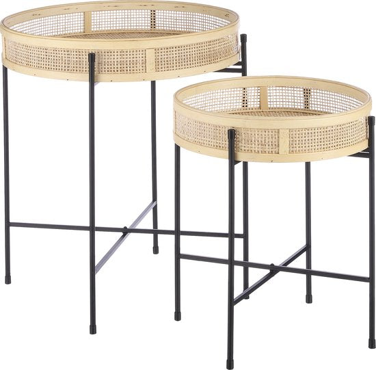Mica Decorations Leandro Beistelltisch - 2er-Set - H53 x Ø45 cm - Schwarz