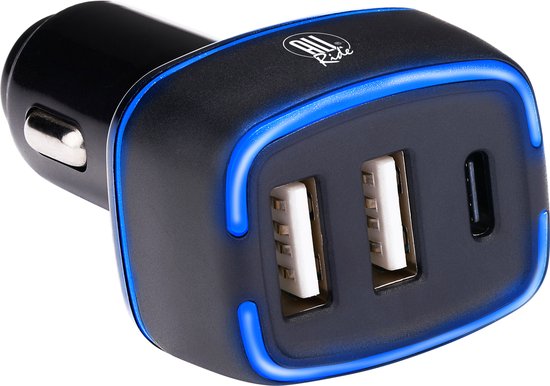 All Ride Car Charger USB - 2x USB-A und USB-C Anschluss - Power Delivery/ Fast Charge 18W - Anschluss an Zigarettenanzünder Auto - Kunststoff - Schwarz