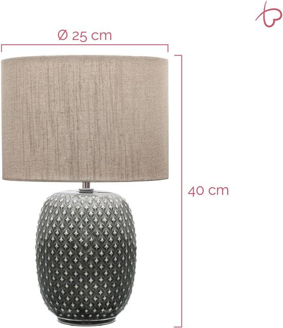 Pauleen LED-Tischlampe „Pretty Classy“ – E27 – max. 60 W – Wohnzimmer, Schlafzimmer und Esszimmer – Grau/Beige