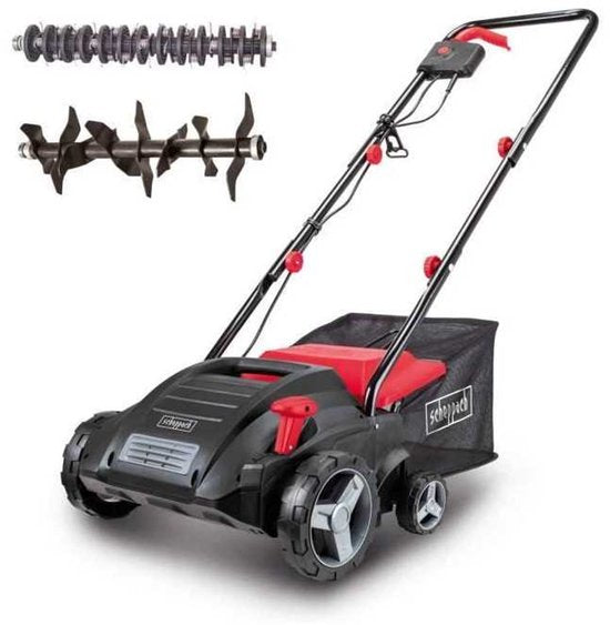 Scheppach Elektrischer Vertikutierer & Belüfter SC32 – 1500 W – 32 cm Arbeitsbreite und bis zu 12 mm Arbeitstiefe – für Rasenflächen bis zu 500 m²