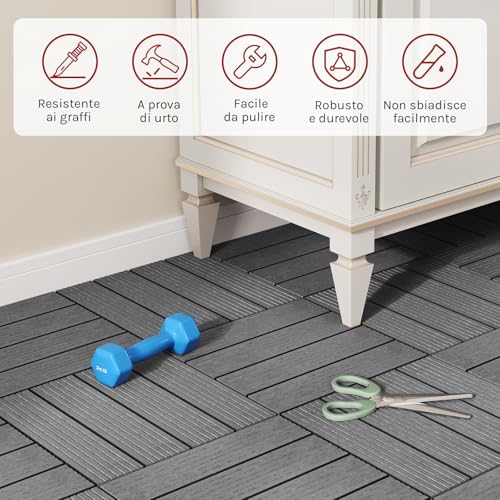 Woltu Outdoor-Terrassenfliesen 22 Stück Hellgrau 30 x 30 cm