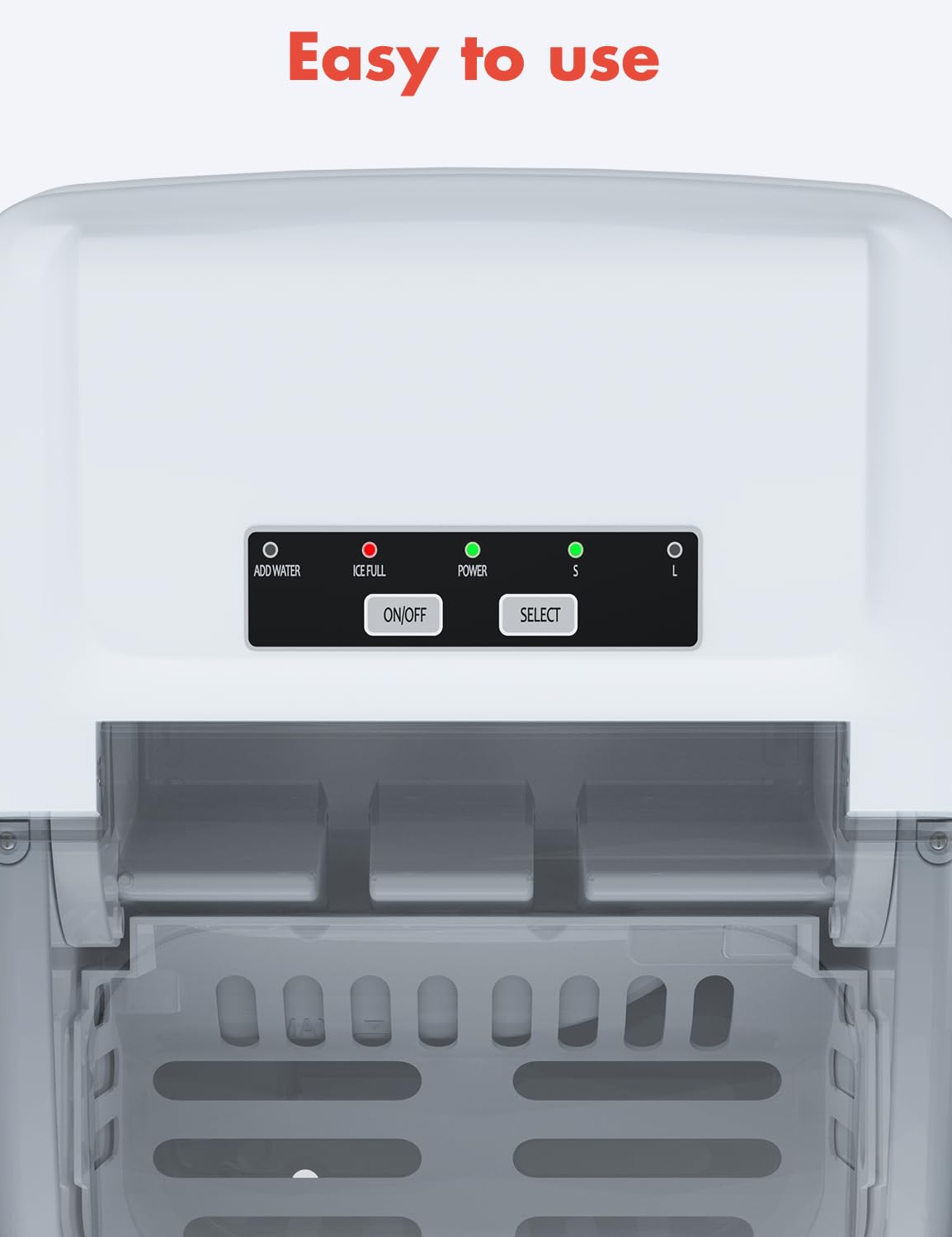 KitchenBrothers Eiswürfelbereiter - 1,2 Liter - 95 Watt - 32D x 31B x 25H - Weiß