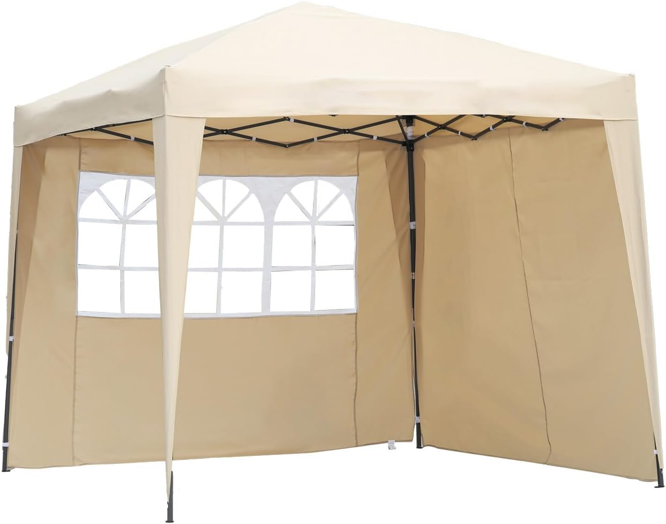 Angel Living Partyzelt - Einfacher Aufbau - Mit 2 Seitenwänden - 250 x 250 x 250 cm - Beige