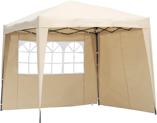 Angel Living Partyzelt - Einfacher Aufbau - Mit 2 Seitenwänden - 250 x 250 x 250 cm - Beige