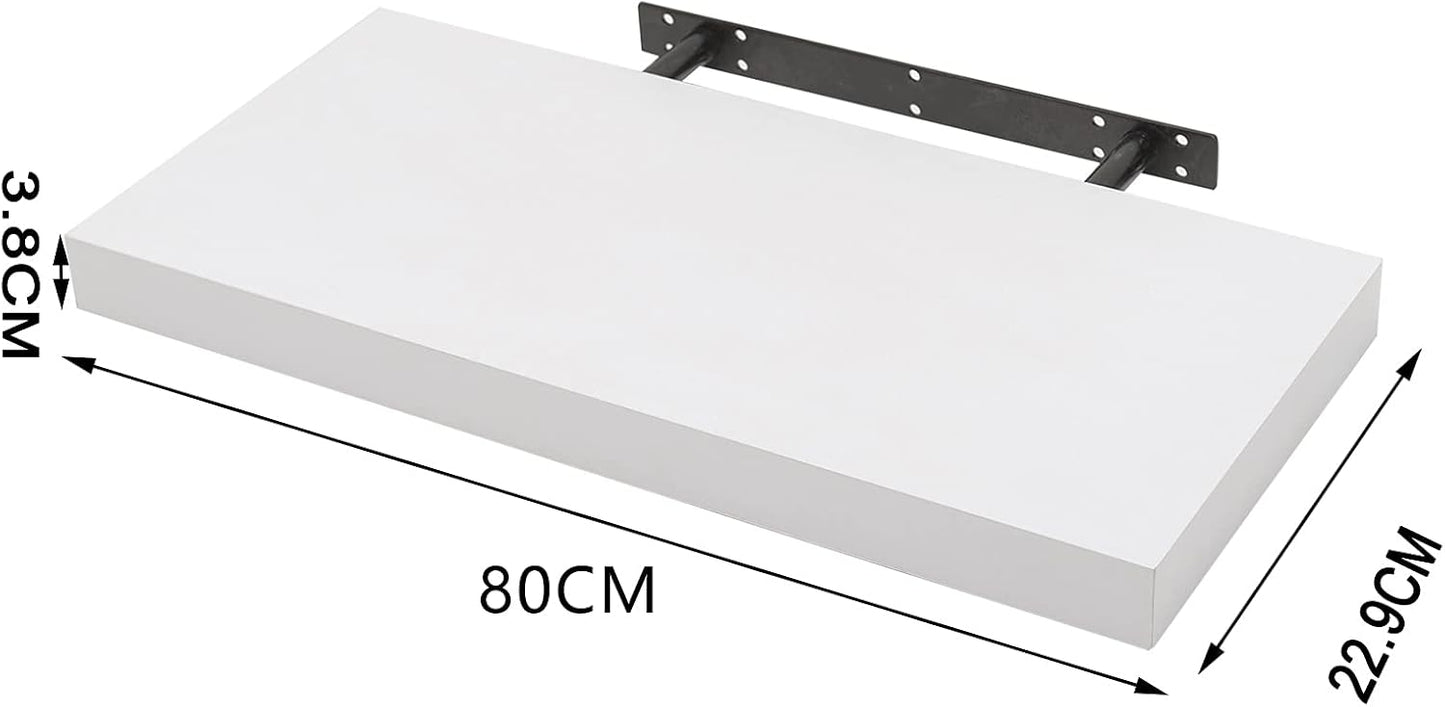 Woltu Schwebendes Wandregal MDF - 80 x 22,9 x 3,8 cm - Weiß - Modernes Wandregal für Wohnzimmer und Schlafzimmer