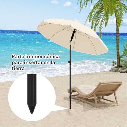 Woltu Sonnenschirm Beige - Durchmesser 135 cm - Verstellbare Höhe und Neigungswinkel