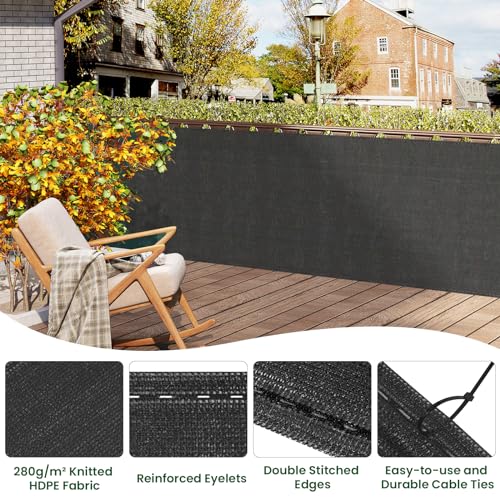 Woltu Sichtschutztuch für Gartenzaun 1,5 x 15 m - Anthrazit - Wetterfest und UV-beständig