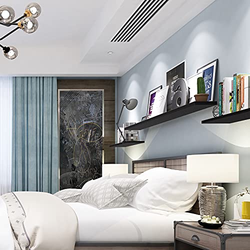 Woltu Schwebendes Wandregal RG9372sz - Wandregal aus Holz Schwarz - 40x23x3,8 cm - Für Wohnzimmer, Schlafzimmer und Küche