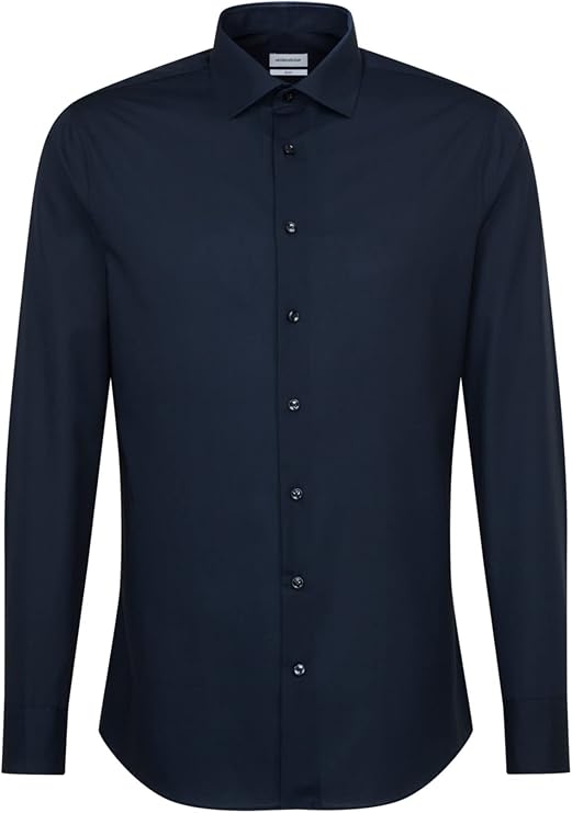 seidensticker Business Hemd Slim Fit Bügelfrei Kent Langarm Herren Business Hemd (1er-Pack) - Größe 42 - Marineblau
