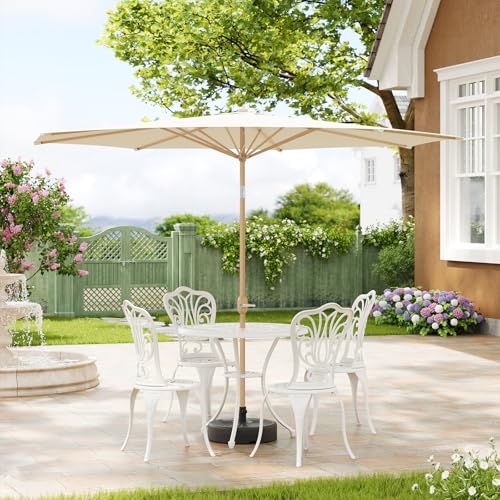 Woltu Sonnenschirm 300 cm Beige - UPF 50+ Sonnenschutz mit Kippfunktion und Verschluss mit Schlauch