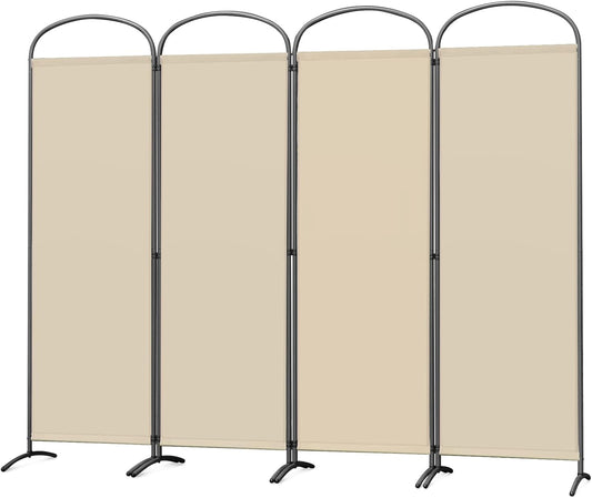 Angel Living Paravent - 4-teilig - faltbar - 160g/m² Polyester - Stahlrahmen - Raumteiler & Sichtschutz - Beige