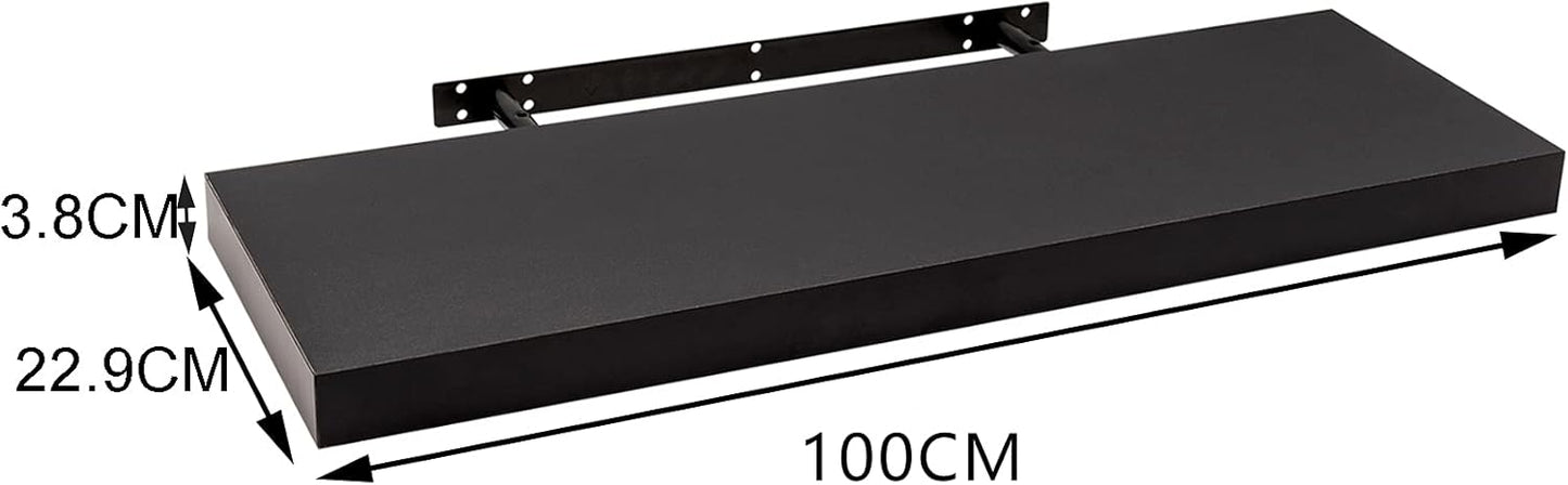 Woltu Schwebendes Wandregal 100x22,9x3,8 cm - Modernes Wandregal aus MDF - Schwarz