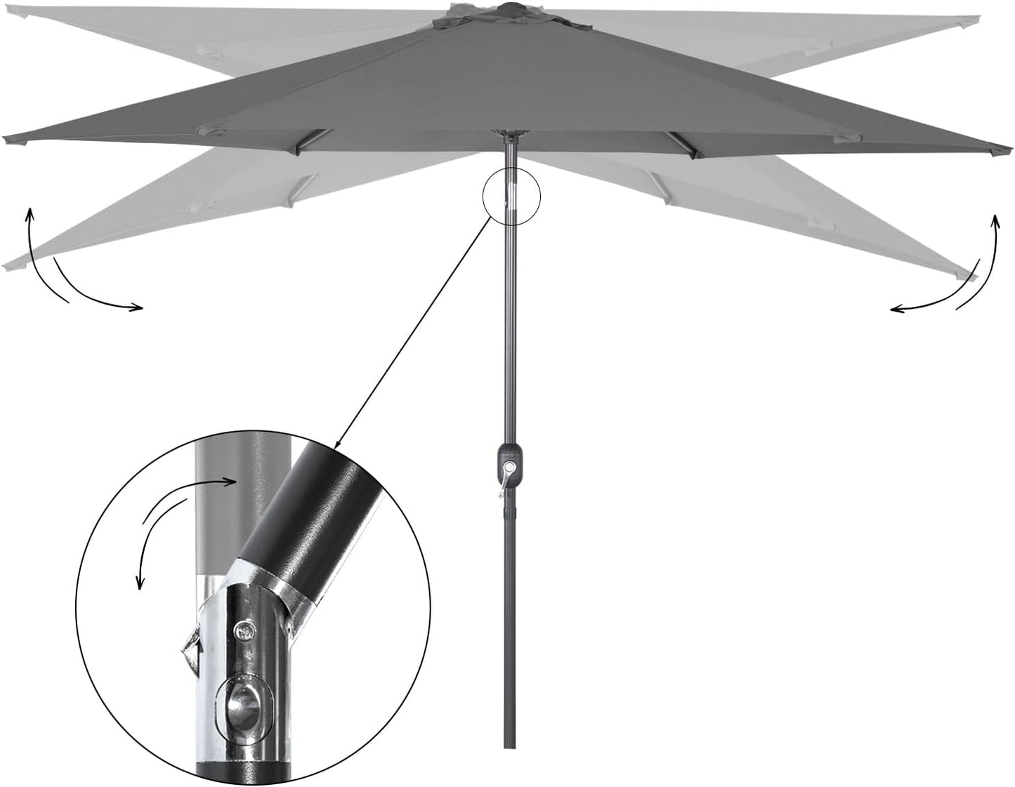 Angel Living Sonnenschirm Ø300 cm - Rund - Grau