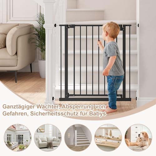 Woltu Sicherheitstor für Treppen und Türen - Schwarz - 75-97 cm