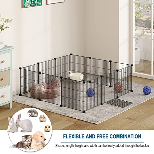 Eugad Modular Zaun für kleine Haustiere Schwarz 142 x 72 x 36 cm