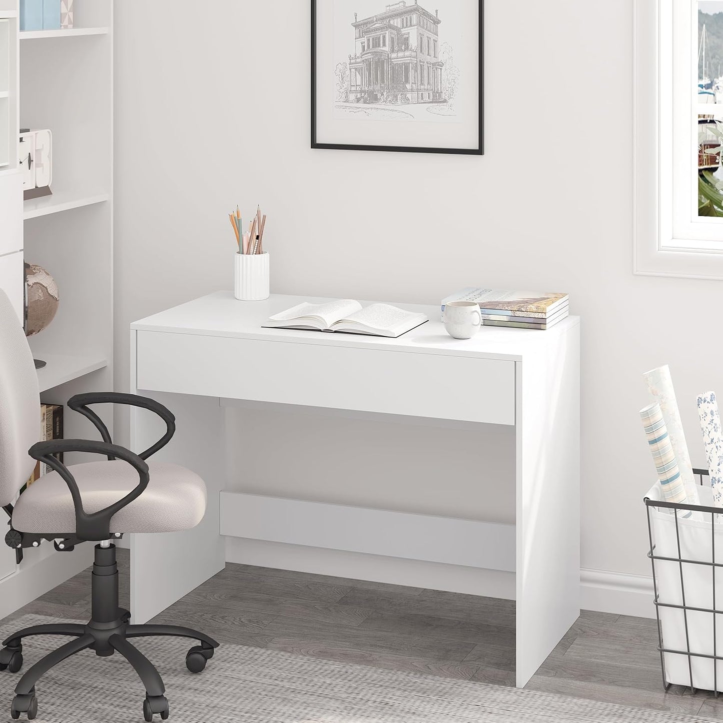 Woltu Ergonomischer Bürostuhl mit verstellbarer Kopfstütze und Rollen Schwarz