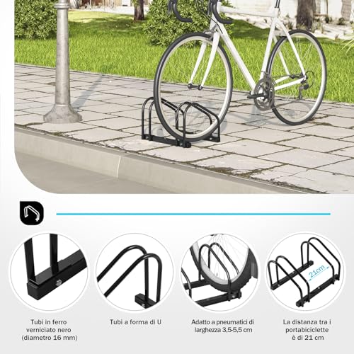 Woltu Fahrradträger für 2 Fahrräder Schwarzes Metall - Boden- und Wandbefestigung