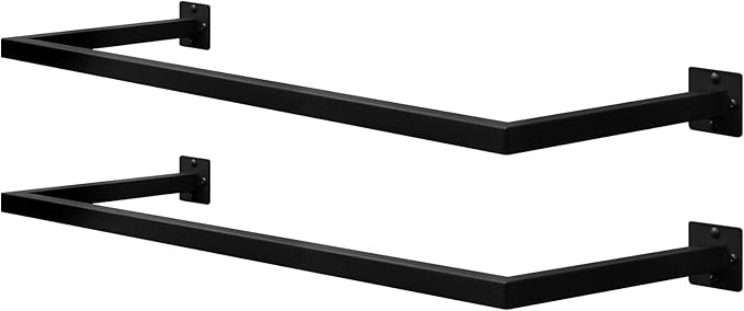 eSituro SGR0170 Wand-Kleiderstange 2er-Set - rechteckige Kleiderstange - Industrieeisen - schwarz 114 cm