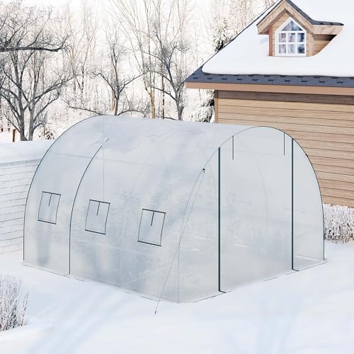 Woltu Tunnel Gewächshaus für Garten - Weiß - 300 x 300 x 200 cm