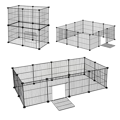 Eugad Modular Zaun für kleine Haustiere Schwarz 142 x 72 x 36 cm