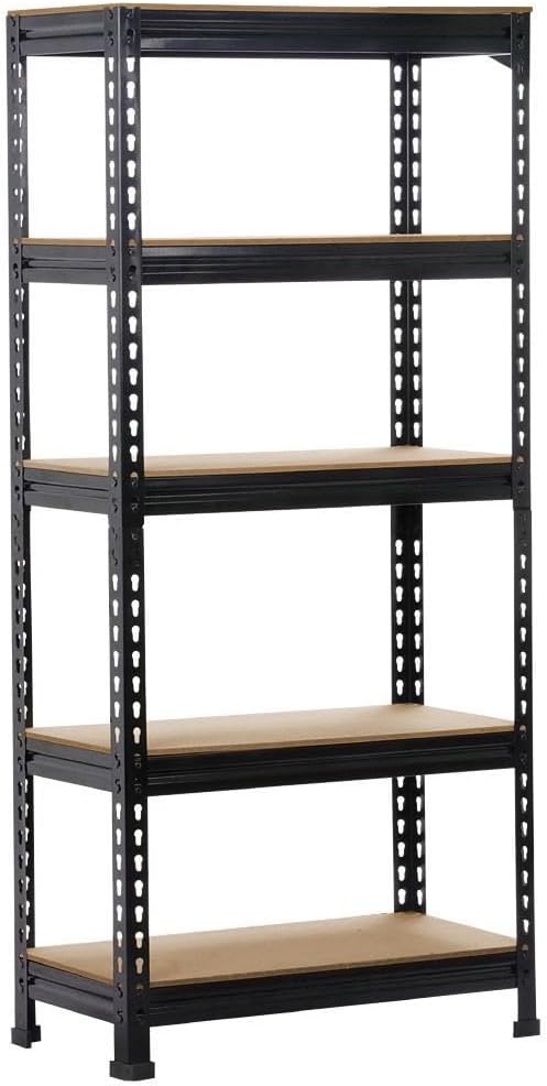 Yaheetech Industrielagerregal mit 5 verstellbaren Fachböden - Schwarz - 70x30x150 cm