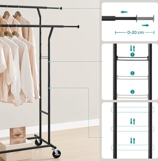 O'DADDY - Kleiderständer - auf Rollen - Metall - Schwarz