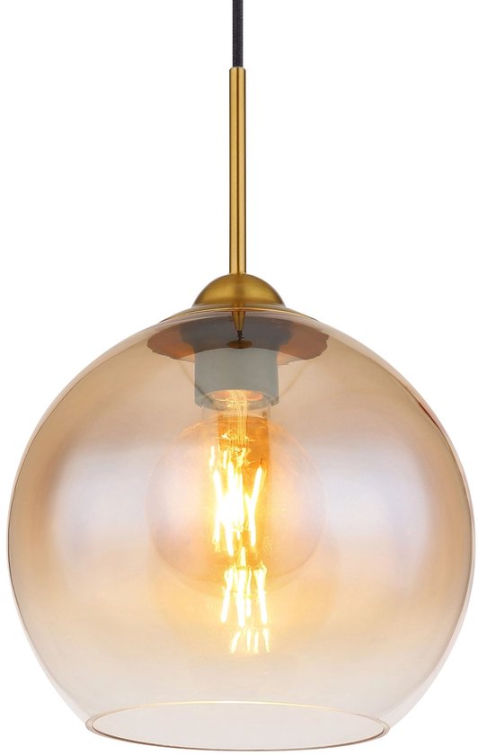 Globo – Hängeleuchte – JAMESSA – bernsteinfarben – Glas – Ø 25 cm – E27 – 15788H