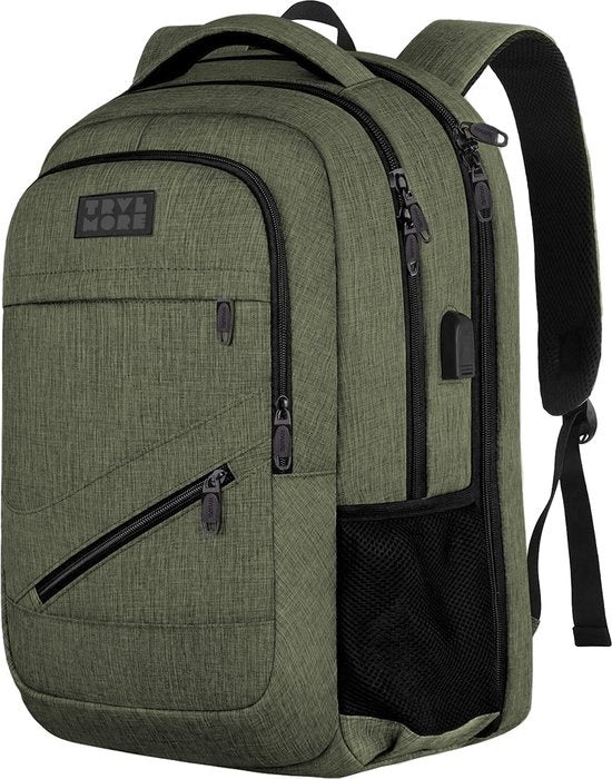 TRVLMORE Rucksack - 28L - 15.6 Zoll - Laptop-Rucksack - Schultasche - Unisex - Spritzwassergeschützt Grün