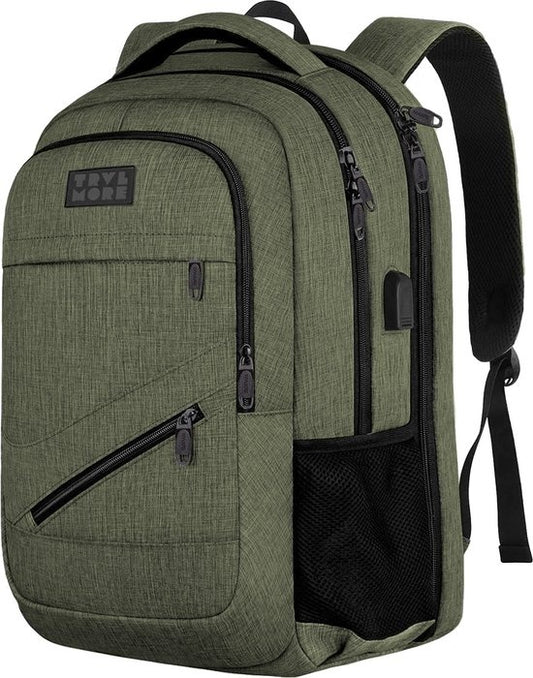 TRVLMORE Rucksack - 28L - 15.6 Zoll - Laptop-Rucksack - Schultasche - Unisex - Spritzwassergeschützt Grün