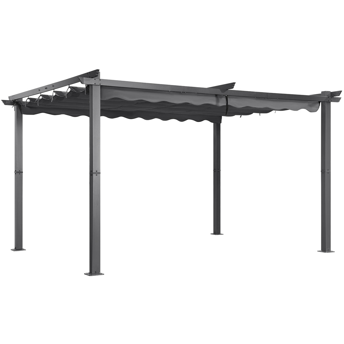 Angel Living Aluminium-Pergola mit verstellbarem, ausziehbarem Dach – 3 x 3 m – Grau/Anthrazit