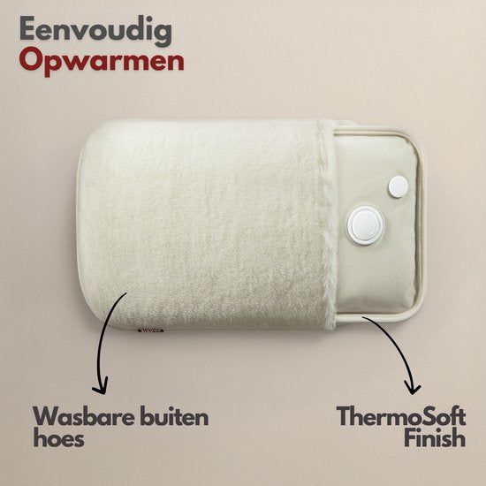 Coozie Elektrische Kanne XL - 1.65L - mit ThermoSoft Hülle aus Plüsch - Wärmende weiche Heißwasserkanne - Heißwasserkanne - Beige