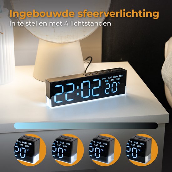 Nuvance Digitaler Wecker - Digitale Uhr - Reisewecker für Kinder & Erwachsene - Kleiner Wecker - Wecker Digital