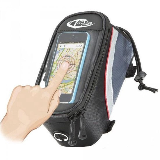 tectake - Rahmentasche Fahrradtasche für z.B. Smartphone etc. schwarz rot M 401608