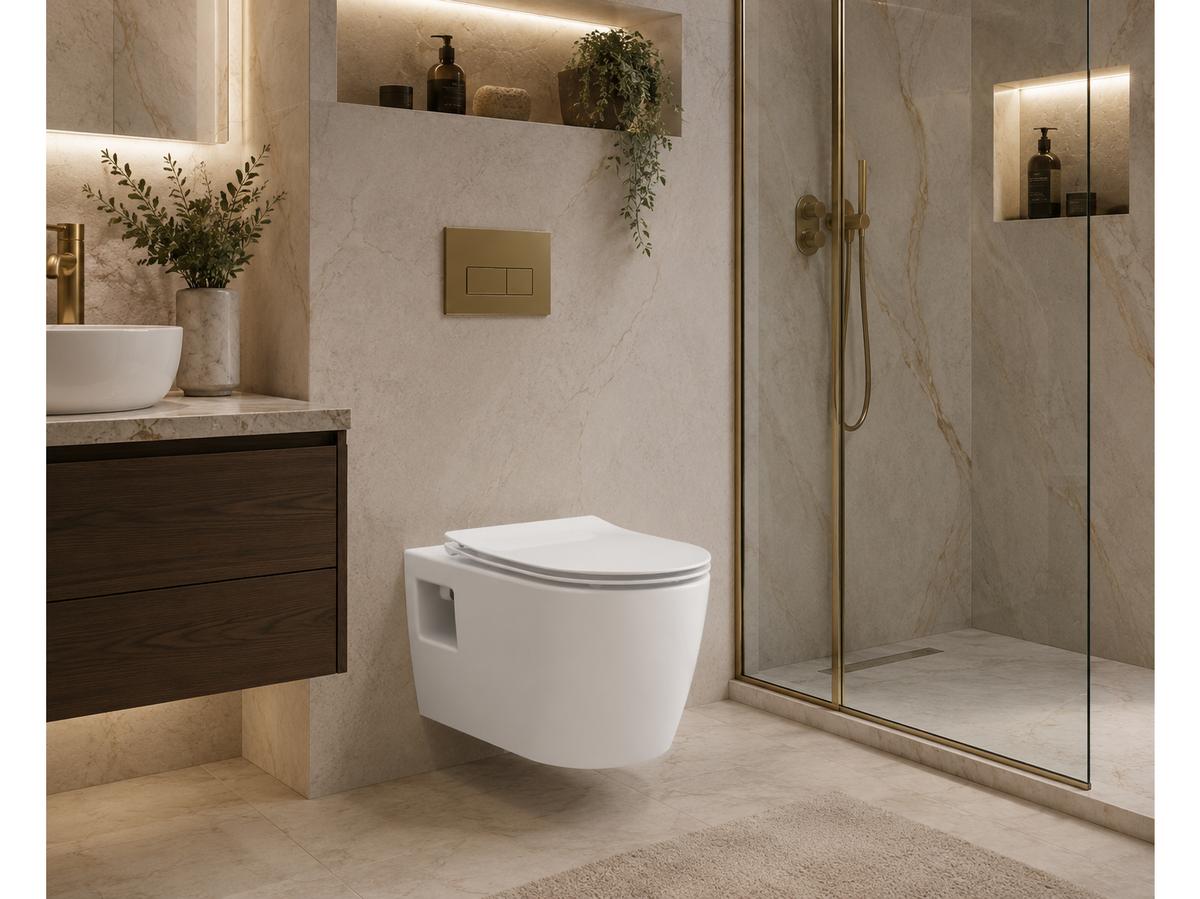 Duravit Rimless Design-Toilette – SoftClose-Sitz – Wand-WC-Set