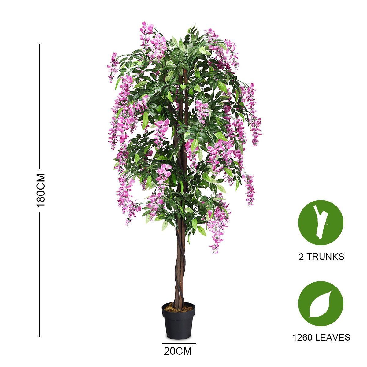 Coast Kunstbaum Blauregen 180 cm – Rosa – Gärtnerei-Topf
