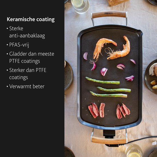 Boska Elektrische Grillplatte Pro - 35x56 cm Eiche Griffe - Teppanyaki Platte