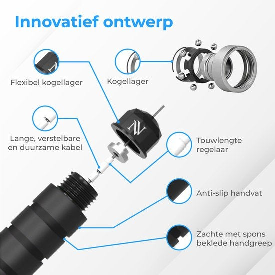 Nuvance - Professionelle Sport-Springseil - einstellbar - Speedrope - Springseil - für Erwachsene und Kinder - schwarz