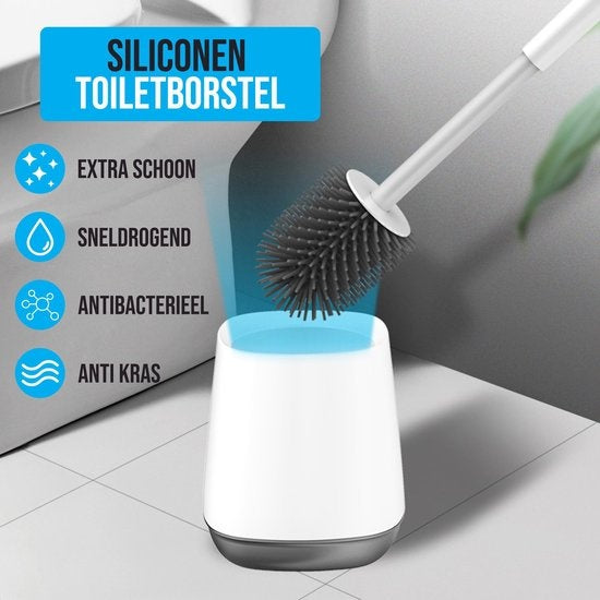 Strex Toilettenbürste Silikon mit Halter - Schnell trocknend, hygienisch und antibakteriell - Toilettenbürste - Toilettenbürstenhalter