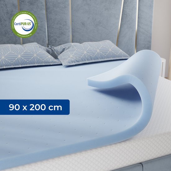 CozySense® Basic Topper 90x200 - Top Matratze - Topdekmatras - Gel Memory Foam Opencell Struktur - CertiPUR® - Medium Firmness - 6 cm