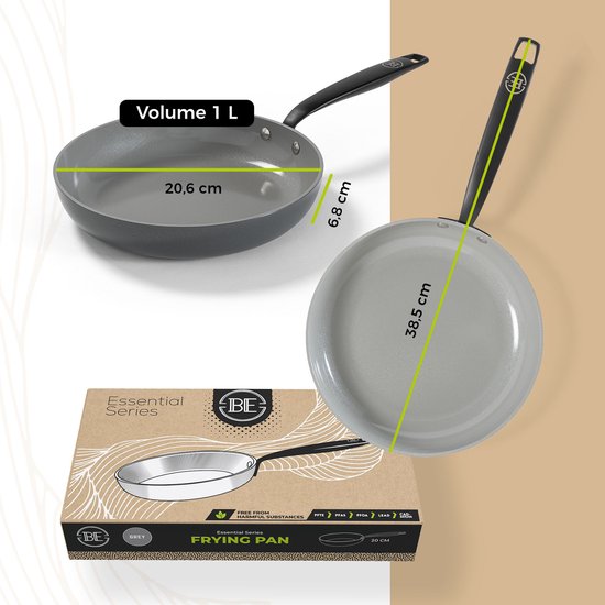 BE Living Essential Bratpfanne - Ø 20 cm - Keramik - PFAS-frei - Induktion - Grau
