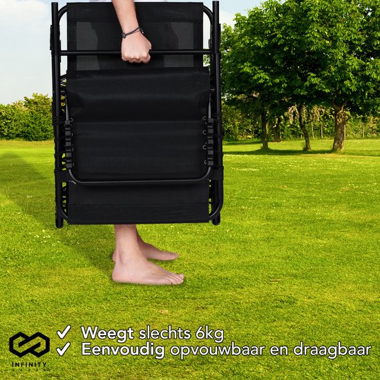 Infinity Goods Liege - Faltbar - Inklusive Kissen - Verstellbar - Wetterfest - Anthrazit