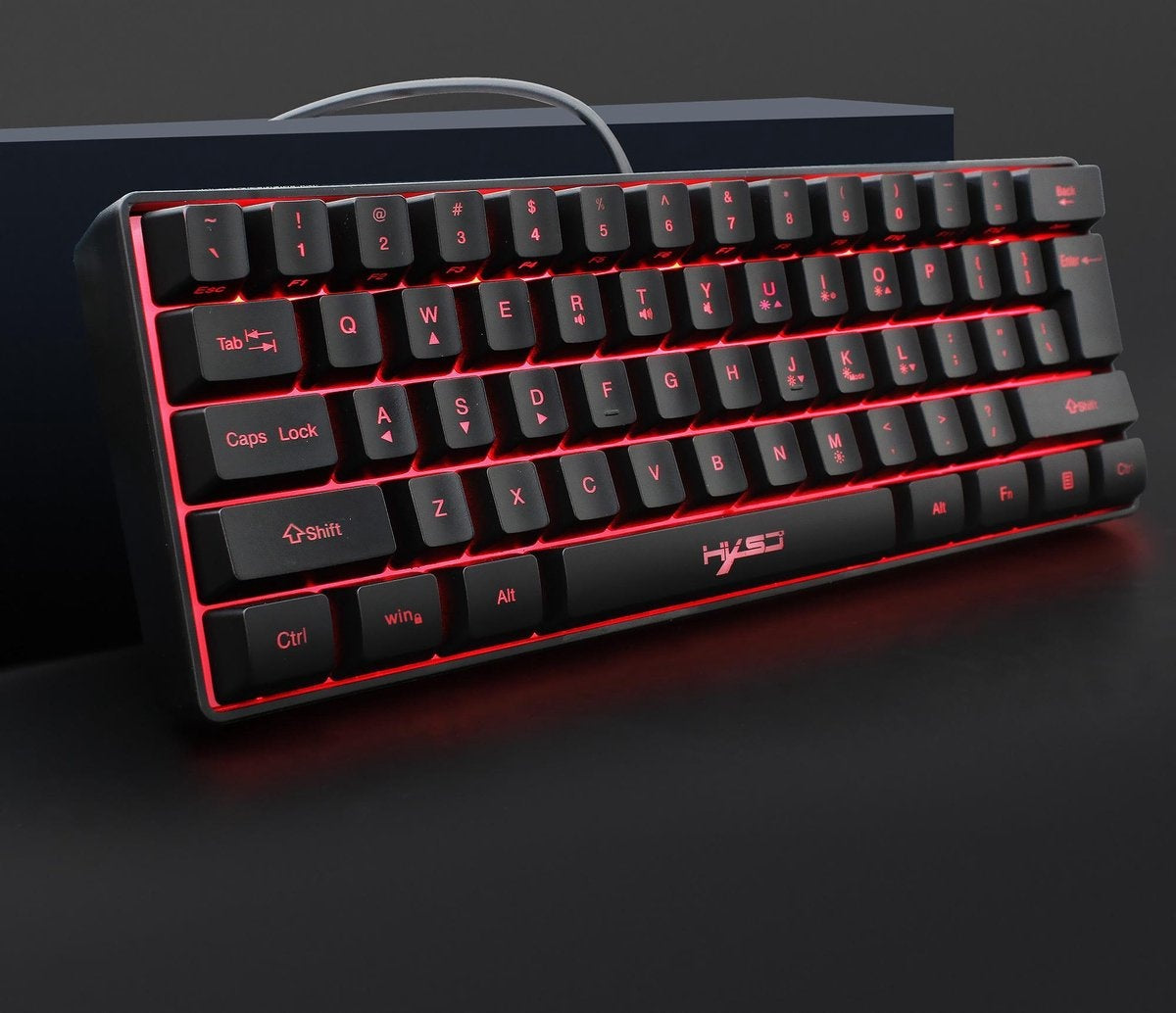 HXSJ - Gaming Tastatur - V700 - RGB Membran - 61 Tasten - kabelgebunden - Schwarz