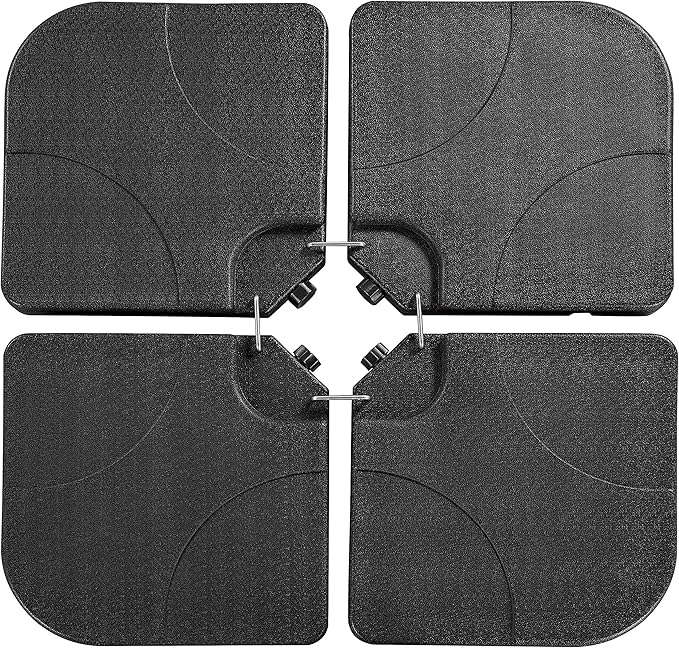 Yaheetech Sonnenschirmständer, 4-teiliges befüllbares Set für Hängeschirme – Schwarz – bis zu 80 kg Sand / 60 kg Wasser
