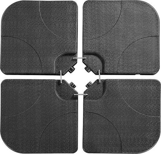 Yaheetech Sonnenschirmständer, 4-teiliges befüllbares Set für Hängeschirme – Schwarz – bis zu 80 kg Sand / 60 kg Wasser